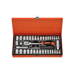 40pcs 1/4″ & 3/8″ Dr. Socket Tool Set (Metal Case)